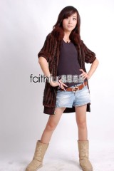 Mink Fur and Rabbit Fur Blended Kintted Vest with Fox fur collar