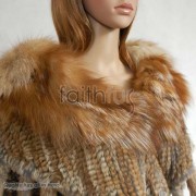 Rabbit Fur Knitted Cape with Silver Fox Fur collar