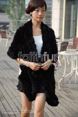 Rex Rabbit Fur Knitted Cape/Wrap