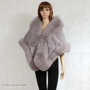 Rex Rabbit Fur Cape with Fox Fur trimmed