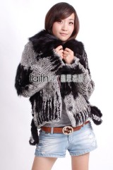 Rabbit Fur Knitted Jacket with Fox Fur collar