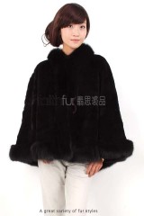 Rex Rabbit Fur Cape with Fox Fur trimmed