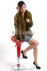 Rabbit Fur Jacket with Fox Fur Collar