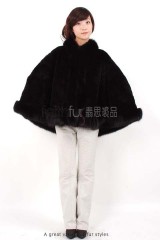 Rex Rabbit Fur Cape with Fox Fur trimmed