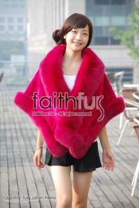 Rex Rabbit Fur Cape with Fox Fur trimmed