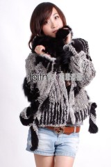 Rabbit Fur Knitted Jacket with Fox Fur collar