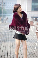 Rex Rabbit Fur Cape with Fox Fur trimmed