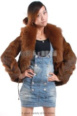 Rabbit Fur Jacket with Fox Fur Collar