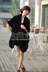 Rex Rabbit Fur Knitted Cape/Wrap