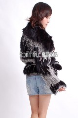 Rabbit Fur Knitted Jacket with Fox Fur collar