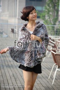 Rex Rabbit Fur Knitted Cape/Poncho