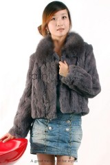 Rex Rabbit fur Jacket with Fox fur collar