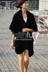 Rex Rabbit Fur Knitted Cape/Wrap