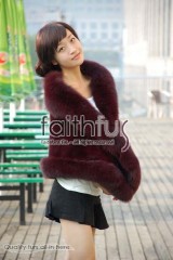 Rex Rabbit Fur Cape with Fox Fur trimmed