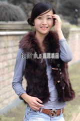 Fox Fur Vest with Racoon Fur Collar