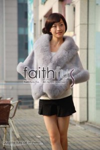 Rex Rabbit Fur Cape with Fox Fur trimmed