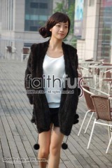 Hooded Mink Fur Knitted Jackets