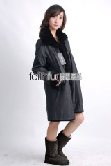 Sheared Rabbit Fur Overcoat (Reversible)