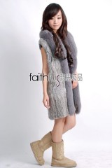 Rabbit Fur Knitted Vest with Fox Fur trimed