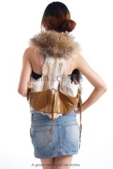 Racoon Fur Vest with Kid Lamb and Sheep skin