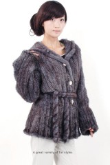 Hooded Mink Fur Knitted Jacket