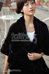 Rex Rabbit Fur Knitted Cape/Wrap