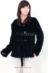 Hooded Mink Fur Knitted Jacket