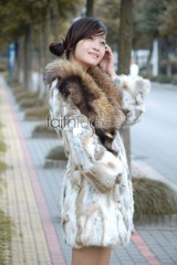 Rabbit Fur Jacket with Racoon Fur Collar