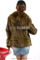 Rabbit Fur Jacket with Fox Fur Collar