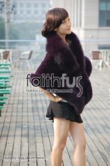 Rex Rabbit Fur Cape with Fox Fur trimmed