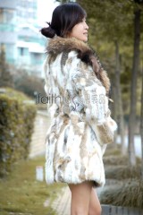 Rabbit Fur Jacket with Racoon Fur Collar