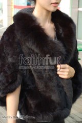 Rex Rabbit Fur Cape with Fox Fur trimmed