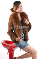 Rabbit Fur Jacket with Fox Fur Collar