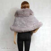 Rex Rabbit Fur Cape with Fox Fur trimmed