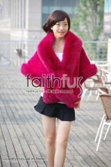 Rex Rabbit Fur Cape with Fox Fur trimmed