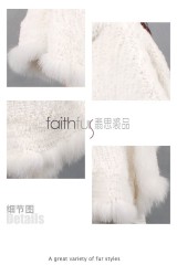 Rex Rabbit Fur Knitted Cape with Fox Fur Trimmed