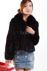 Rex Rabbit fur Jacket with Fox fur collar