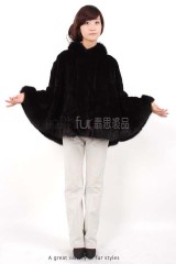 Rex Rabbit Fur Cape with Fox Fur trimmed