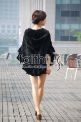 Hooded Mink Fur Knitted Cape