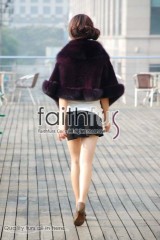 Rex Rabbit Fur Cape with Fox Fur trimmed