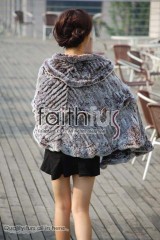 Rex Rabbit Fur Knitted Cape/Poncho