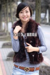 Fox Fur Vest with Racoon Fur Collar