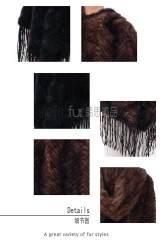 Hooded Mink Fur Knitted Cape