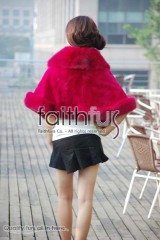 Rex Rabbit Fur Cape with Fox Fur trimmed