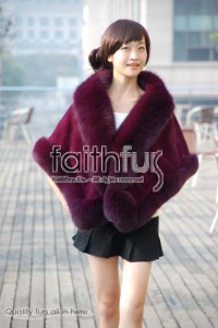 Rex Rabbit Fur Cape with Fox Fur trimmed