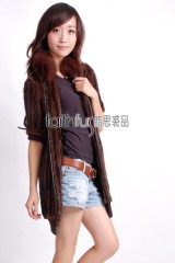 Mink Fur and Rabbit Fur Blended Kintted Vest with Fox fur collar