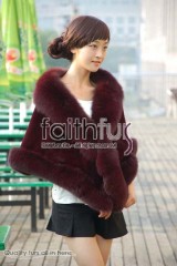 Rex Rabbit Fur Cape with Fox Fur trimmed