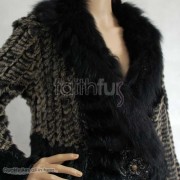 Rabbit Fur / Cashmere Knitted Sweater Jacket with Fox Fur trimmed