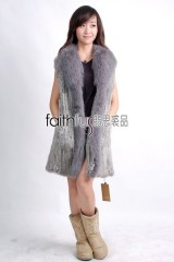 Rabbit Fur Knitted Vest with Fox Fur trimed