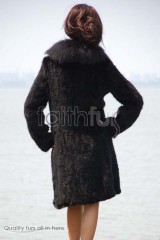 3/4 Length Knitted Mink Fur Long Overcoat